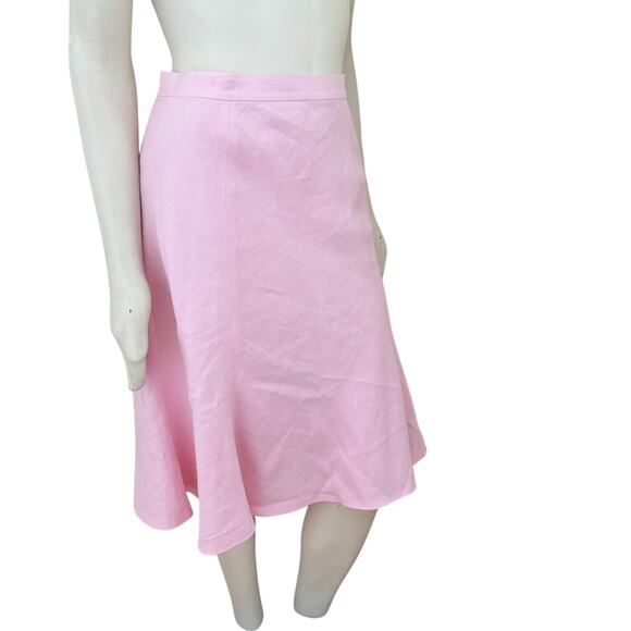 NEW CHAPS 100% Linen Flared Midi Skirt in Pink Spring Easter SZ 14 - Picture 4 of 9